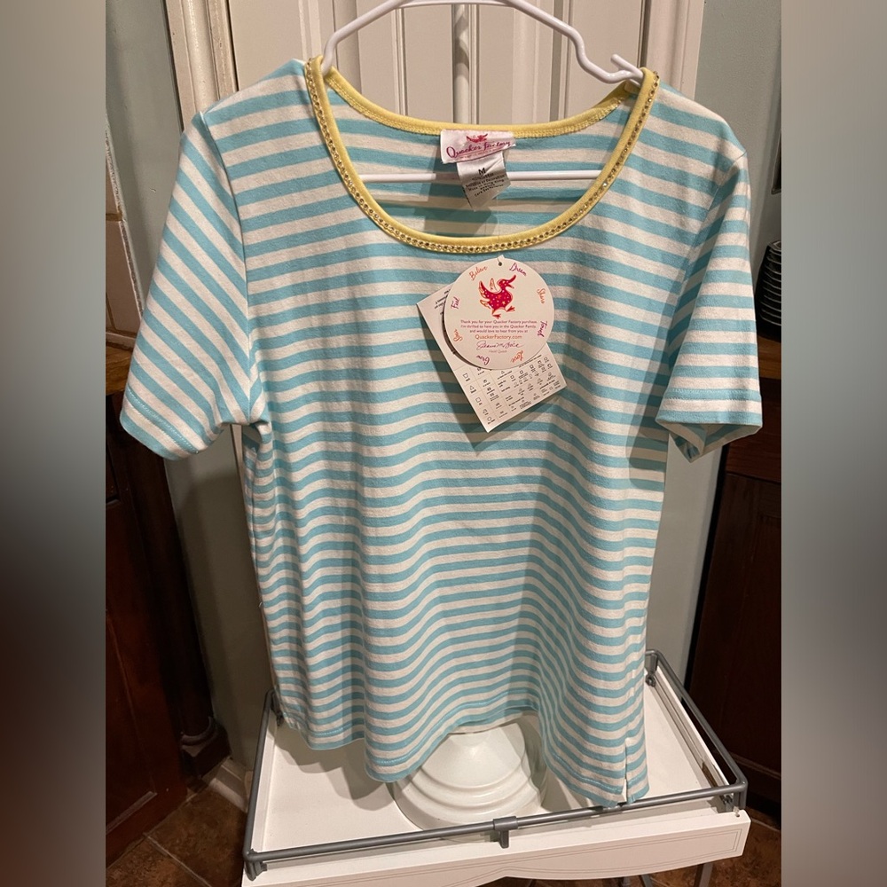 Quacker Factory striped t-shirt with crystals